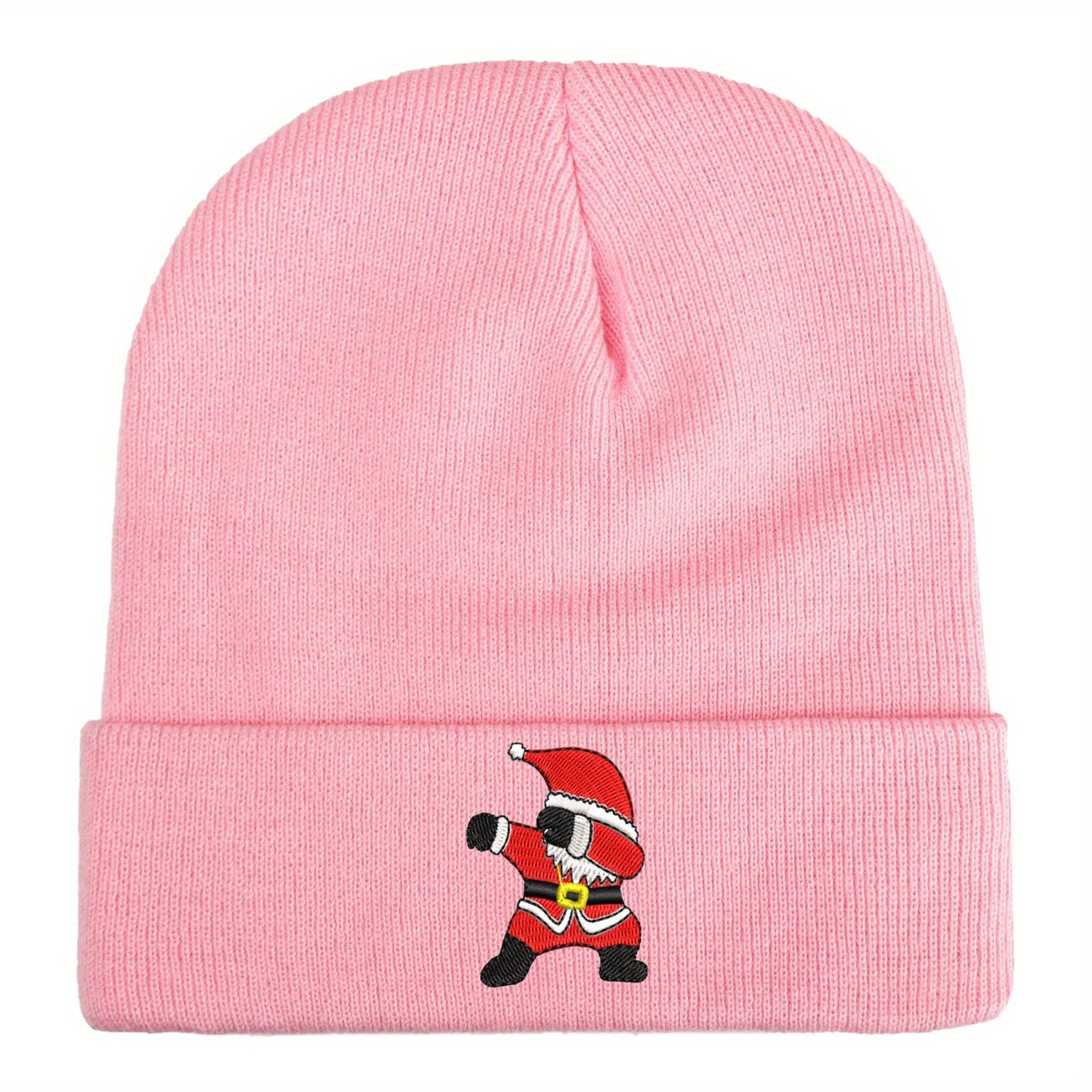 A Santa POS embroidered acrylic knitted hat is soft, comfortable and funny