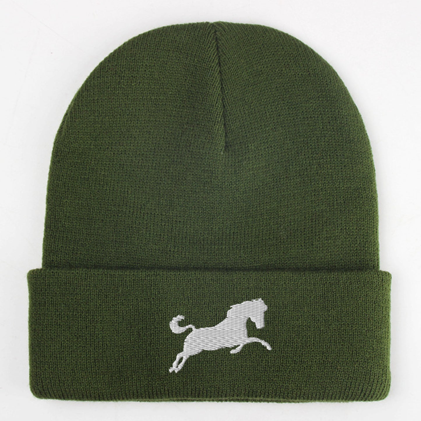 A horse embroidered acrylic knitted hat soft and comfortable elastic daily matching perfect gift for both men and women